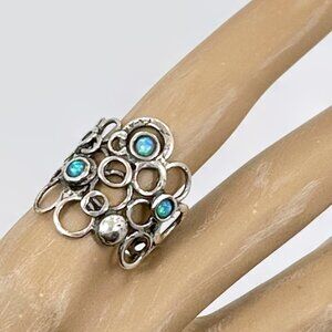 Opal Ring, Sterling Silver, Modern, Contemporary, Vintage, Size 7 1/2, Unique